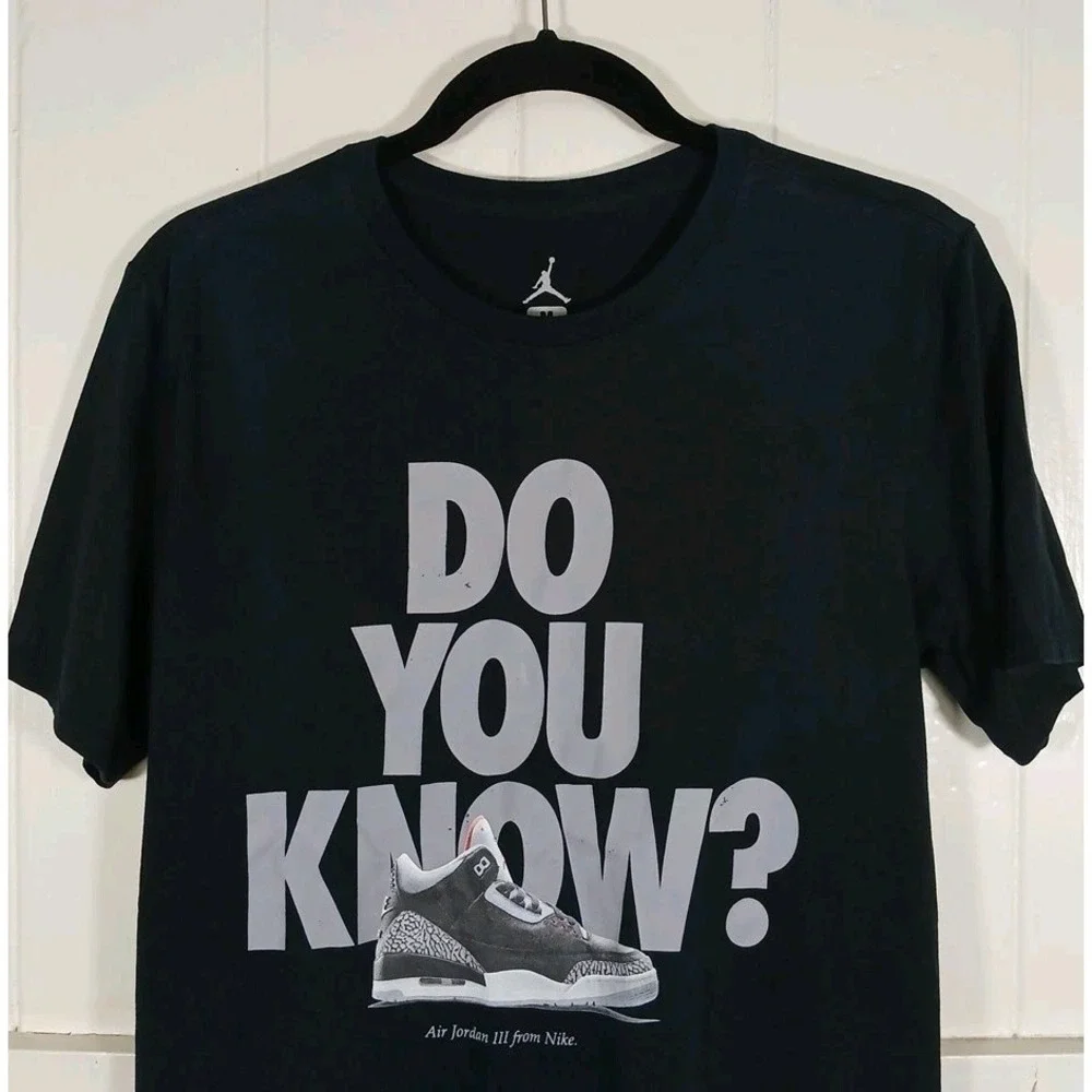 Nike Shirt Air Jordan 3 Cement Do You Know Shirt Men's Medium Black Cotton Tee